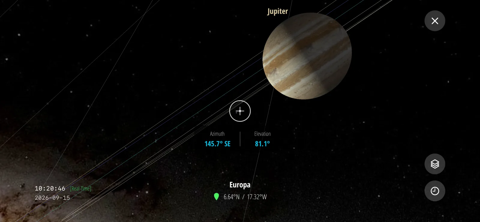 Jupiter seen from the surface of Europa in Solar Explorer